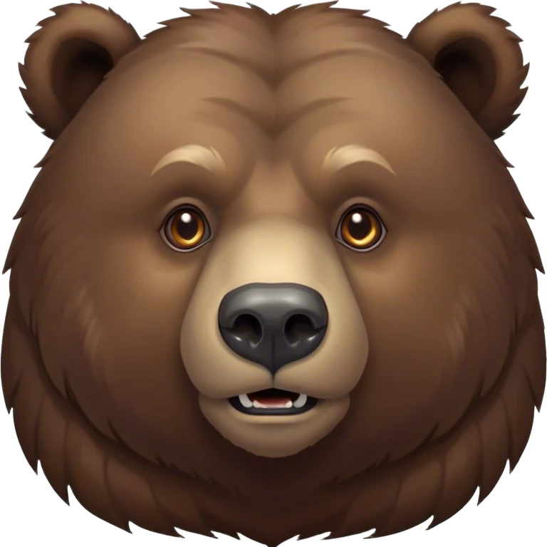 Cinematic Noble Grizzly Bear Portrait Emoji, Poised and regal, with a massive, powerful build and a thick, rugged deep brown fur, piercing deep-set soulful eyes, Simplified yet sharp and sophisticated features, highly detailed, glowing with a soft, dignified glow, high shine, intelligent and formidable, stylized with an air of untamed wilderness, focused and attentive, soft glowing outline, capturing the essence of a watchful and commanding guardian, so majestic it feels as though it could lumber out of the screen with effortless authority! emoji
