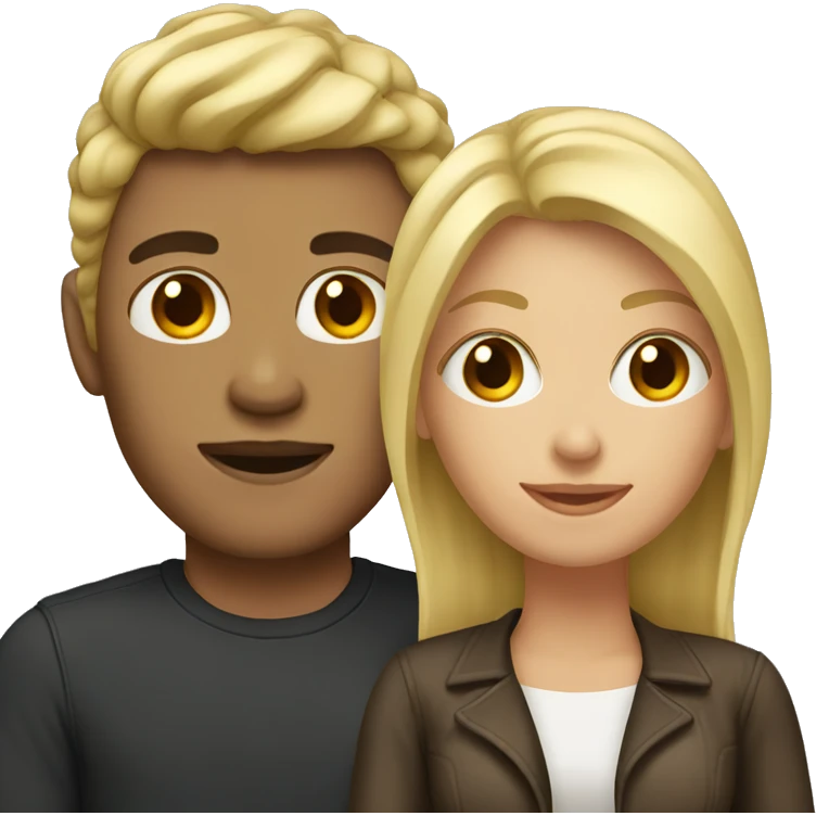Blonde woman with boyfriend dark hair  emoji