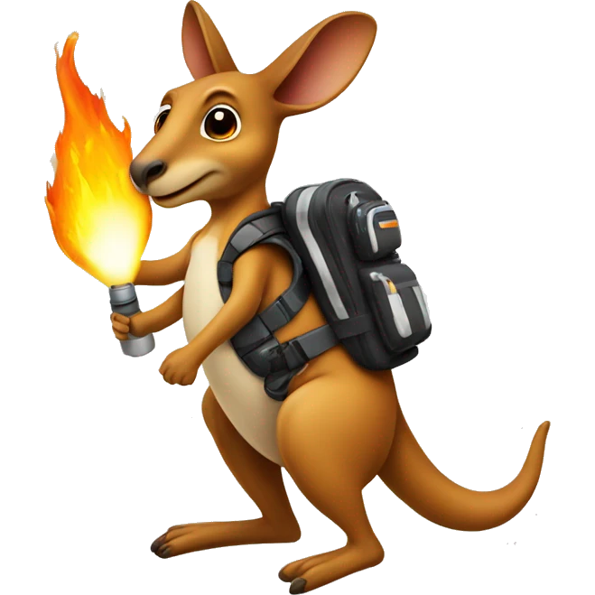 kangaroo with jet pack flame emoji