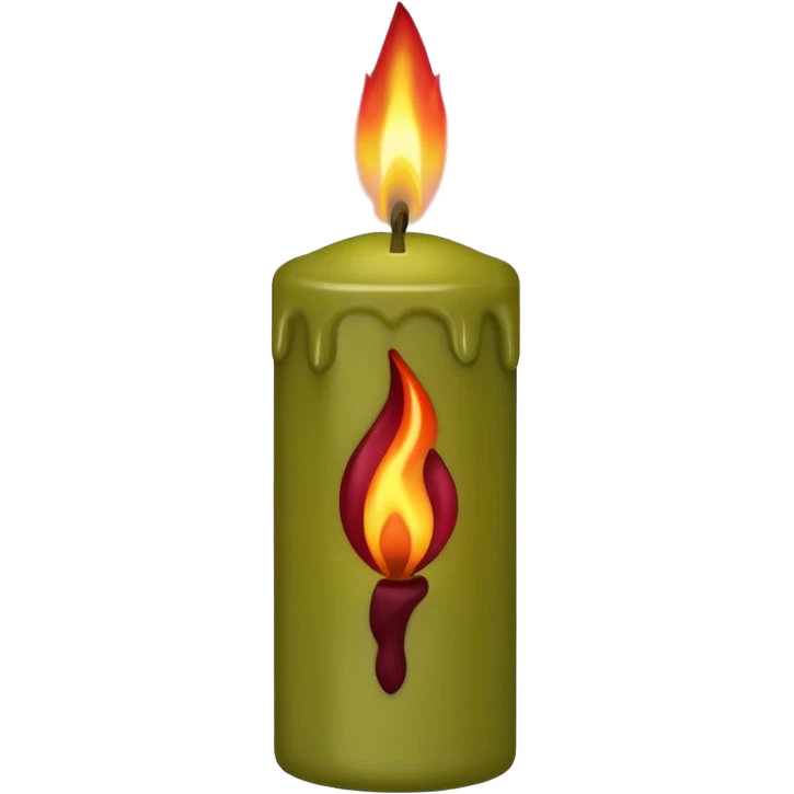 iOS emoji : olive green candle with burgundi flame  emoji