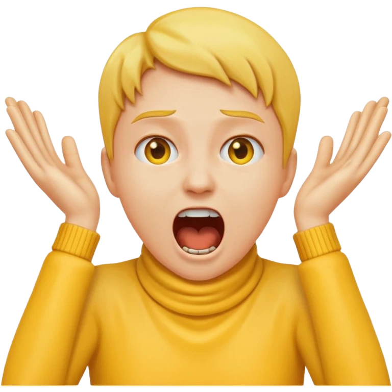 Hands around neck classic yellow emoji style screaming emoji