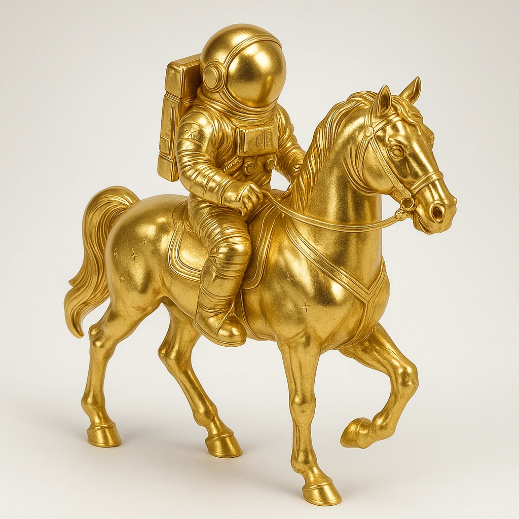 astronaut on horseback with stars in background emoji