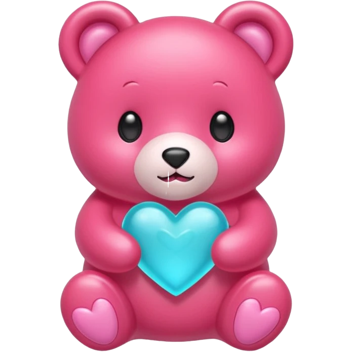 Oso gummy color aguamarina corazón rosa kawaii emoji
