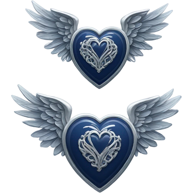 Navy blue heart with silver wings  emoji
