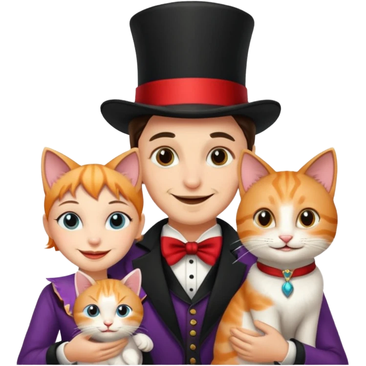 magician couple and their pet cat emoji