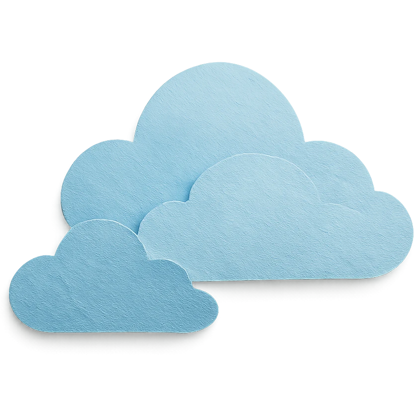 paper craft style clouds with layered paper look emoji