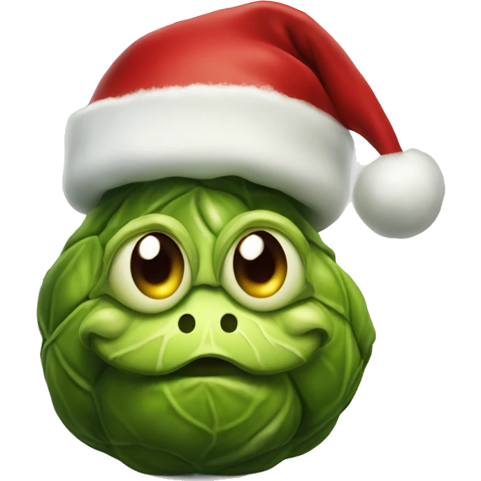 Brussels sprout with a Christmas hat realistic emoji