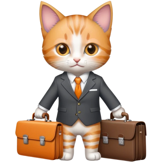 kitten in a suit holding a briefcase emoji
