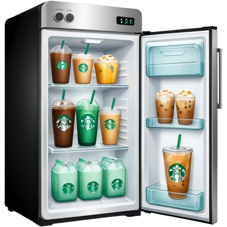 fridge with starbucks emoji