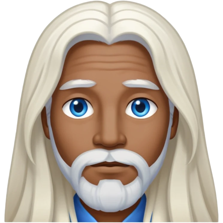 Long white hair, brown skin, blue eyes emoji
