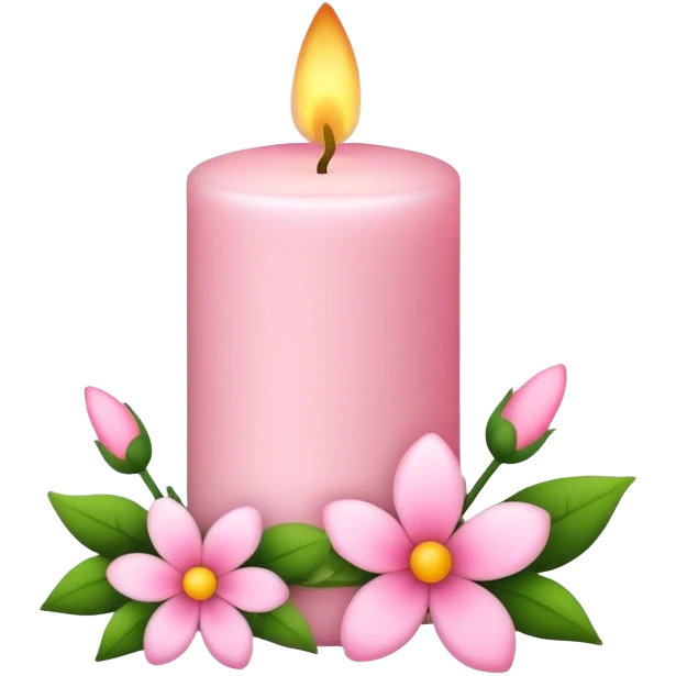 Spring light pink candle with flowers  emoji