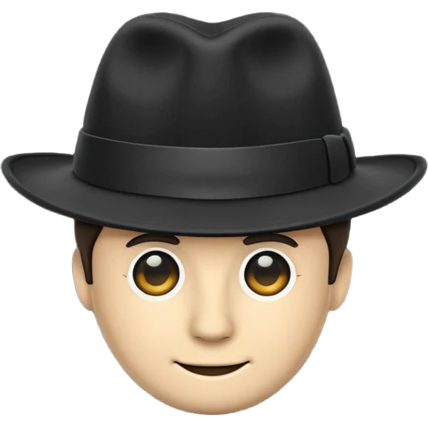 fedora, isolated, transparent background, black emoji