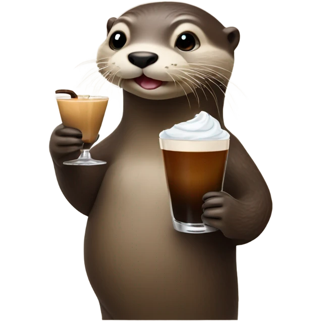 Otter holding an espresso martini emoji