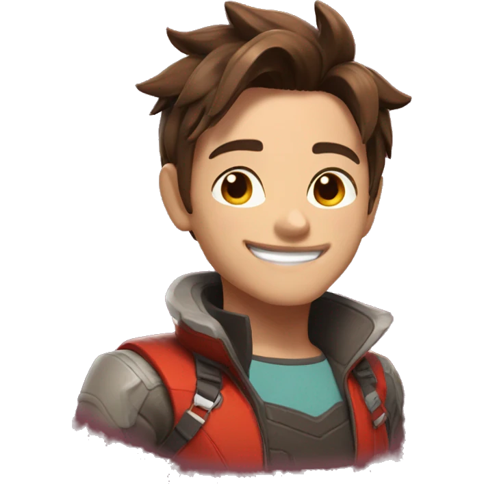 happy tracer in red with short hair emoji