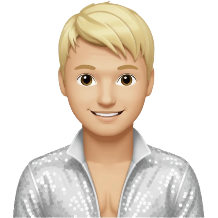 Nick Carter from Backstreet Boys with blonde hair, white sequin outfit emoji