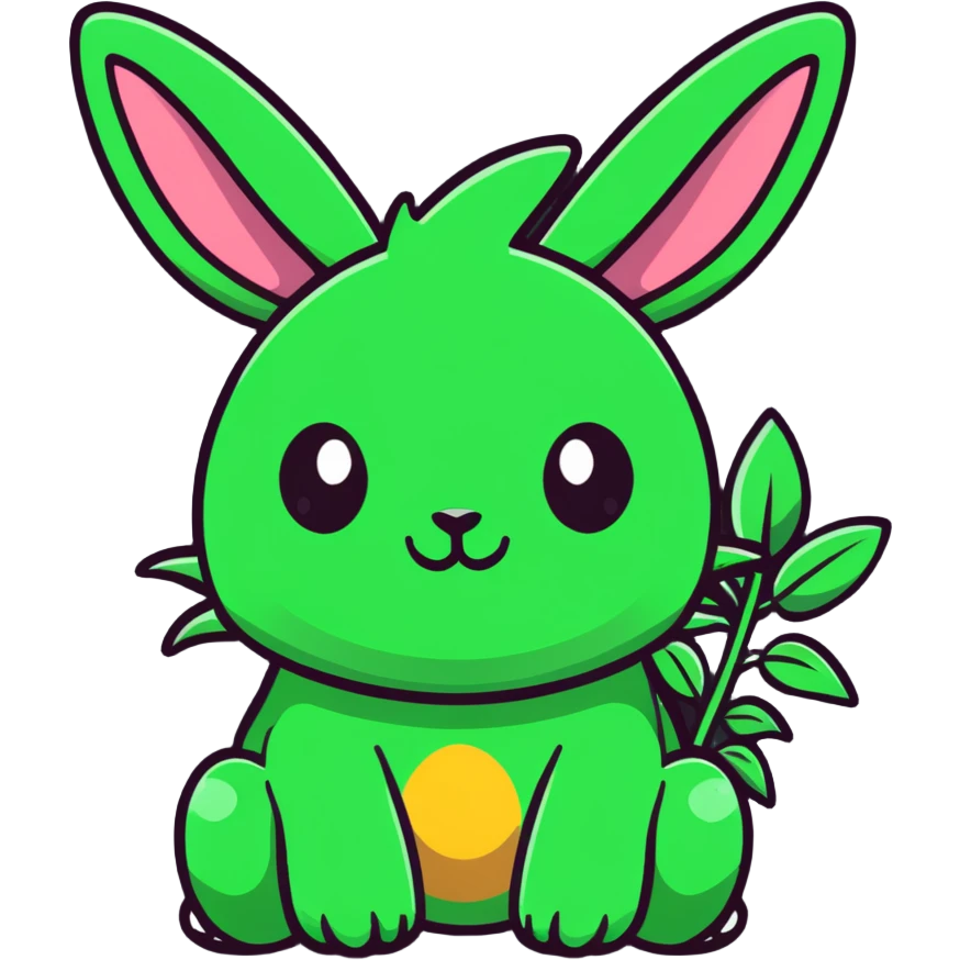 A cute dragon with bunny ears and plant-like features, with spikes on its back emoji