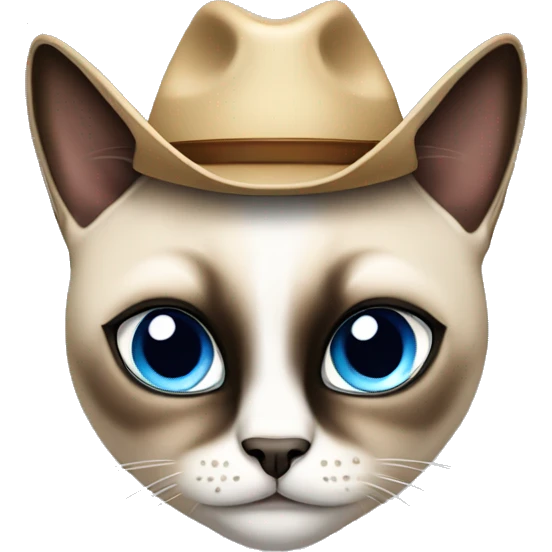 Fat Siamese cat blue eyes cowgirl hat emoji