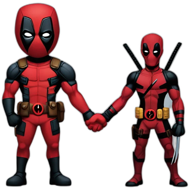Deadpool and Wolverine holding hands emoji