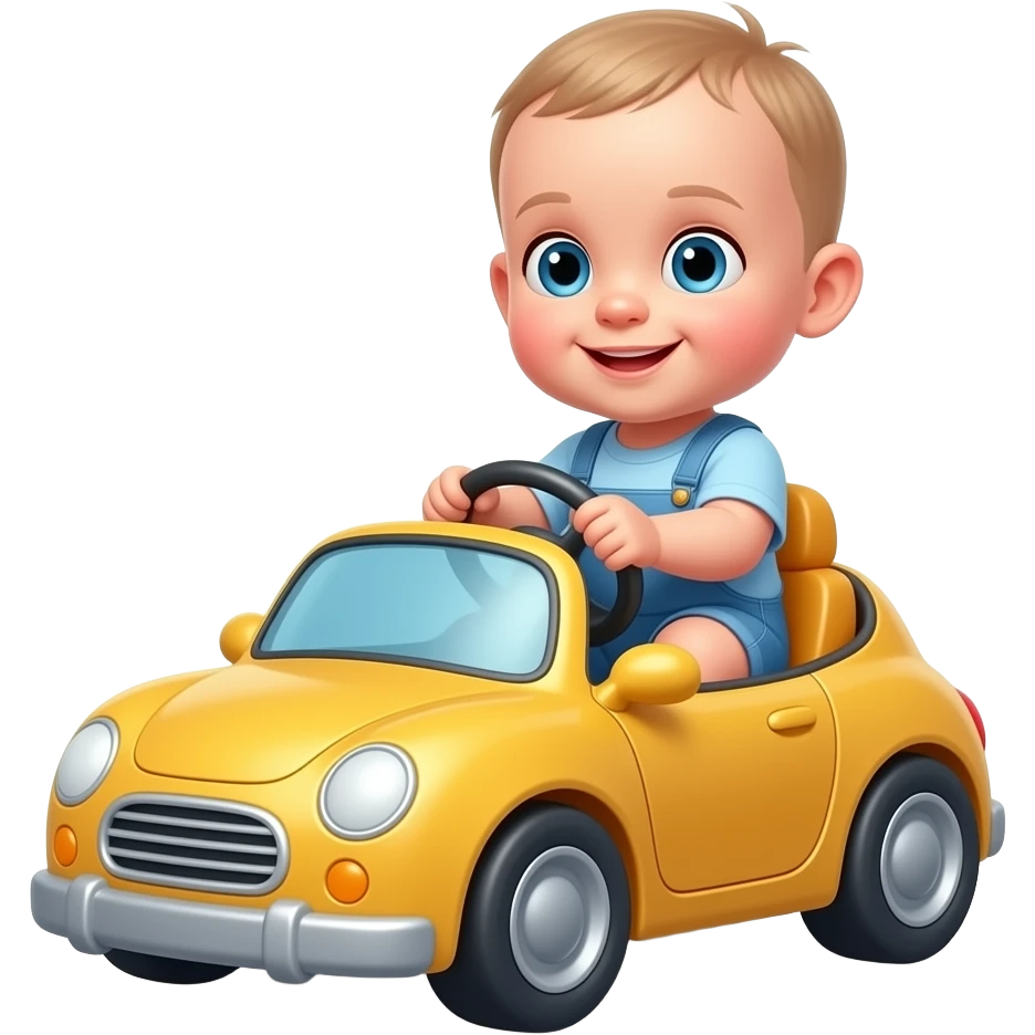 Baby drives a toy car in a road emoji