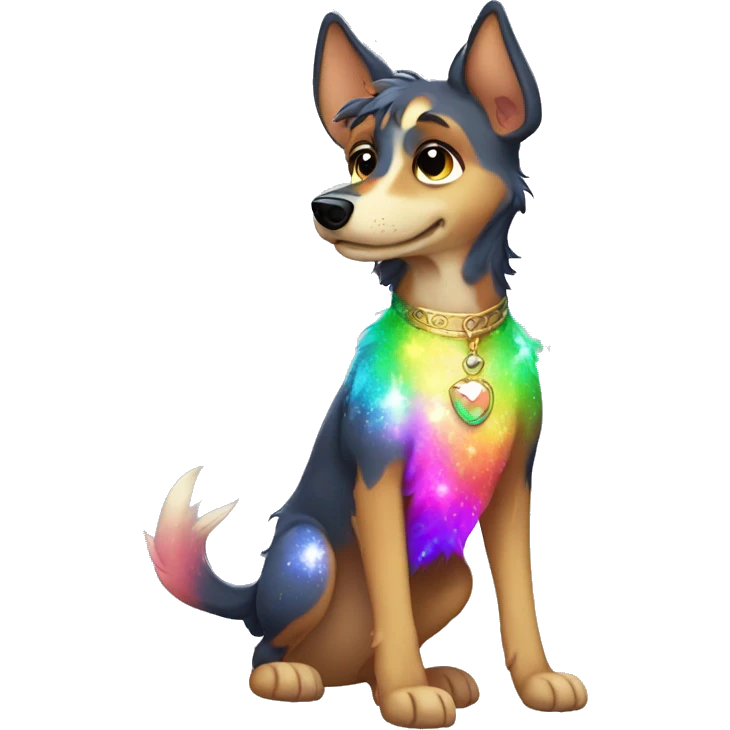 Colorful Sparkle-dog-fursona full body emoji