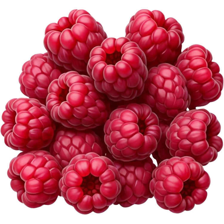 small cluster of whole dried raspberries with deep red to burgundy tones, wrinkled surfaces, hollow airy centers, matte slightly crisp texture, natural irregular shapes, no bowl or extras, soft lighting, subtle shadows, emoji scale emoji