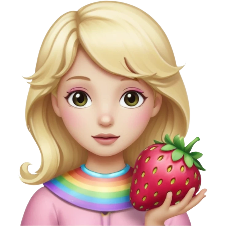 Strawberry human girl blond cocker spaniel wearing two light pink black rainbow 🌈 sleighbell pop sketcha emoji
