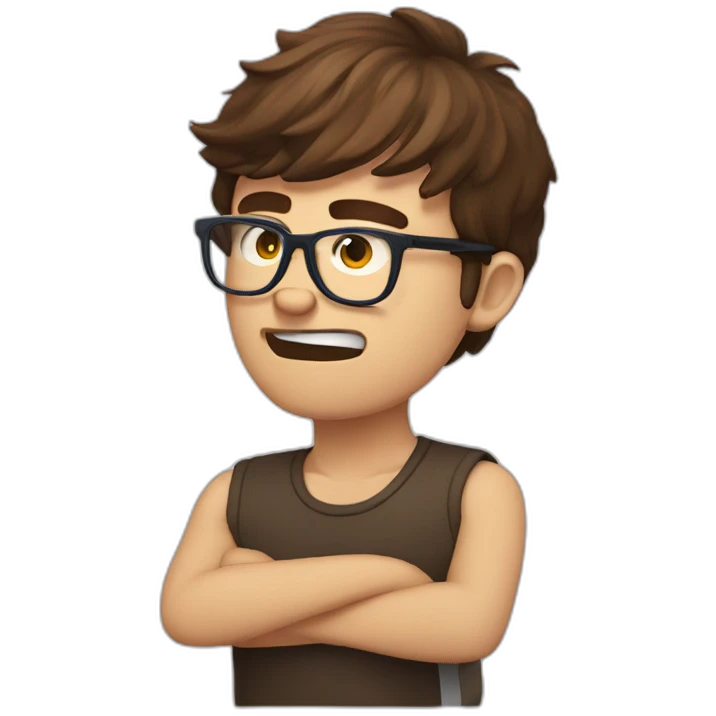 brown haired young and angry men with glasses violently throwing grape emoji