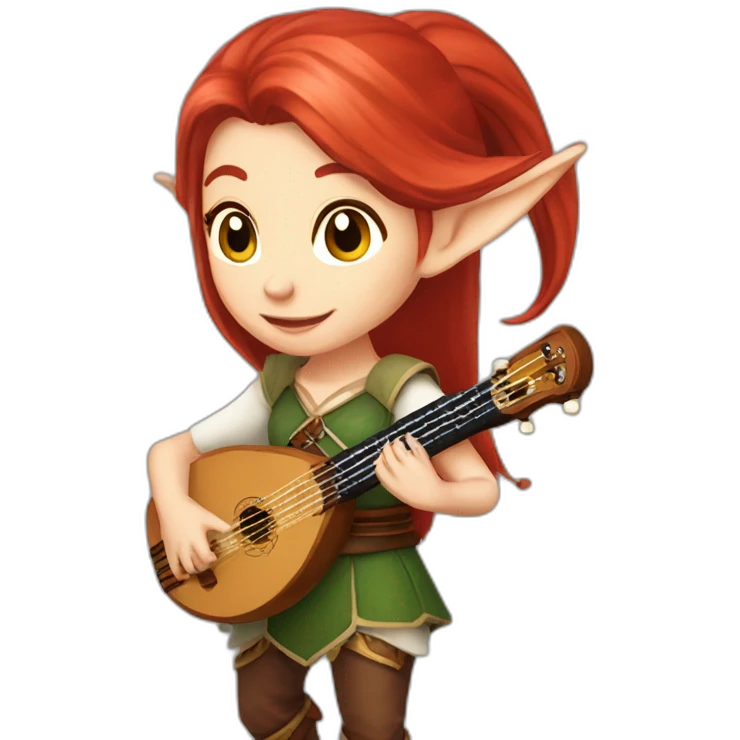 Baldurs gate 3 female elf bard with red hair playing a lute emoji