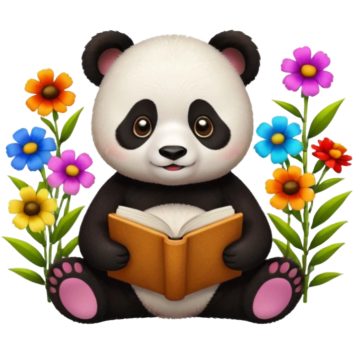 bees panda reading books + flowers emoji