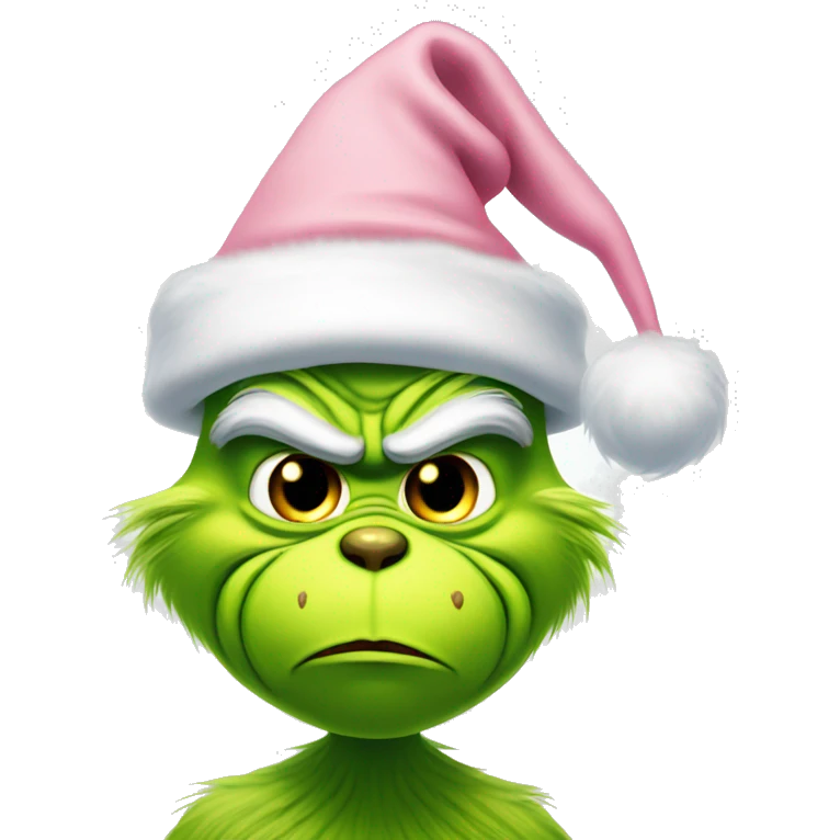 Grinch with a light pink santa hat emoji