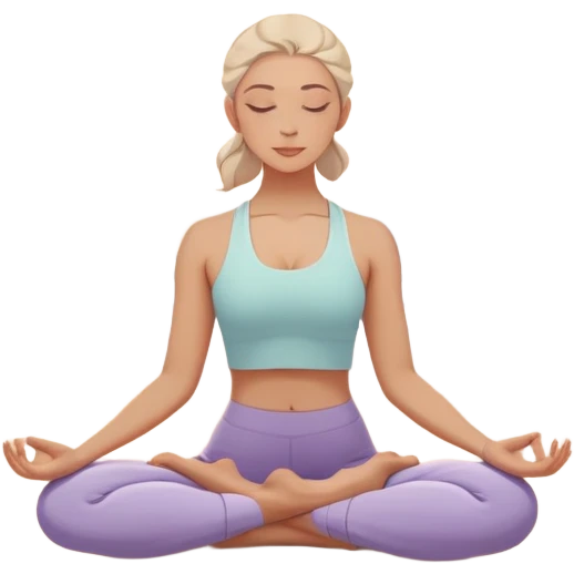 A peaceful person practicing yoga on a calm sea beach at sunrise, in a serene meditative pose. Soft pastel colors surround the scene, with gentle waves in the background and smooth, flowing lines representing balance and tranquility. The atmosphere feels centered and mindful. emoji