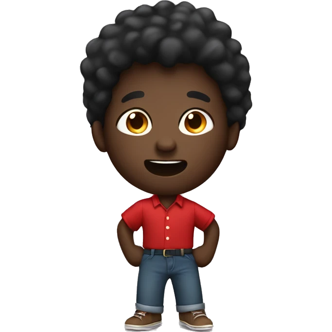 Black skin boy on a red big shirt and brown big trouser singing   emoji