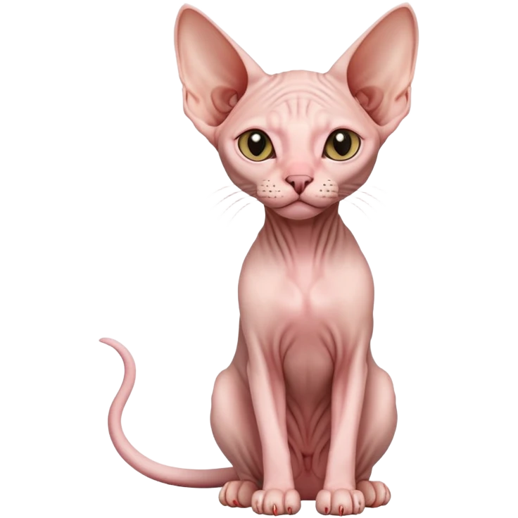 pink sphynx hairless cat full body sitting emoji