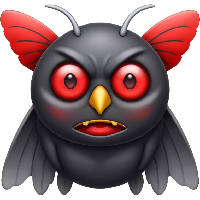 Create a scary emoji of the mothman with bright red eyes emoji