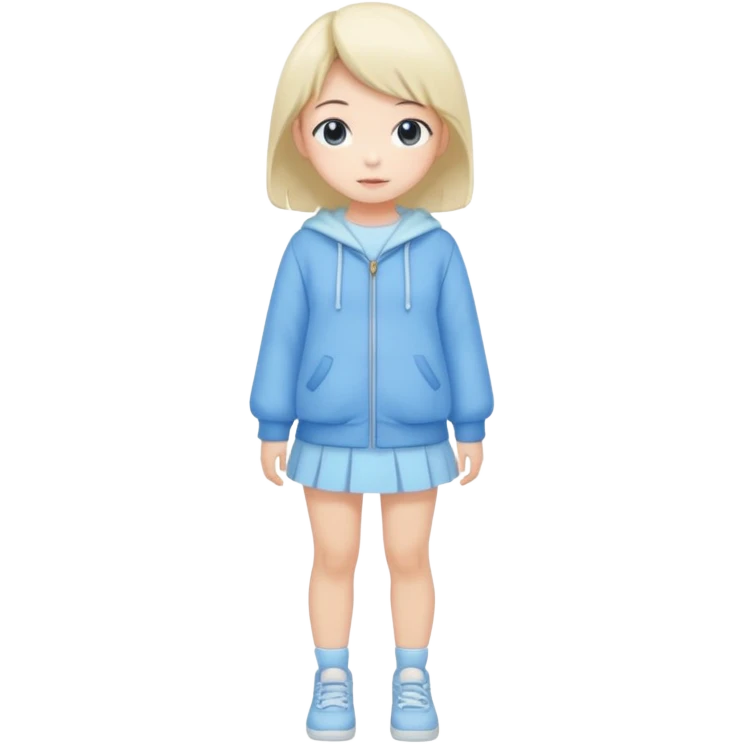 Kawaii girl Japanese full body blue pastel emoji