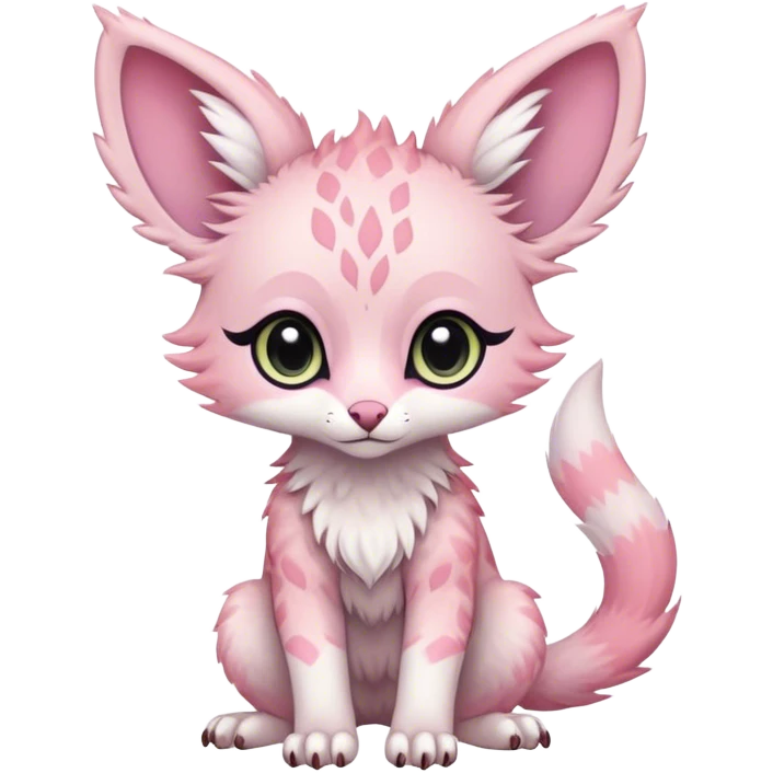 Feral Rare Fantasy cute pastel pink Vernid-Trico-species by LiLaiRa, random markings, tufted ears, full body emoji