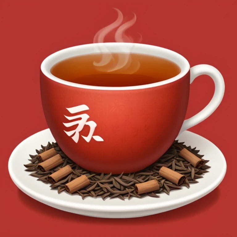 iPhone emoji icon of Pu-erh tea, red background emoji