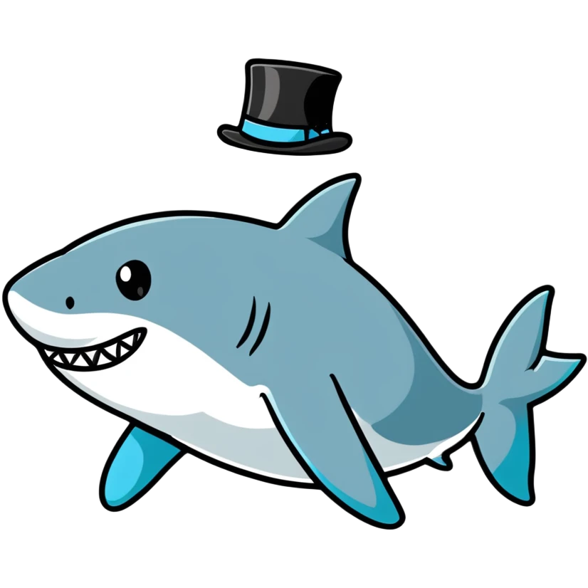 Shark with a top hat emoji