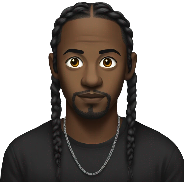 Kendrick Lamar with braids no facial hair in a black t-shirt make him wae emoji