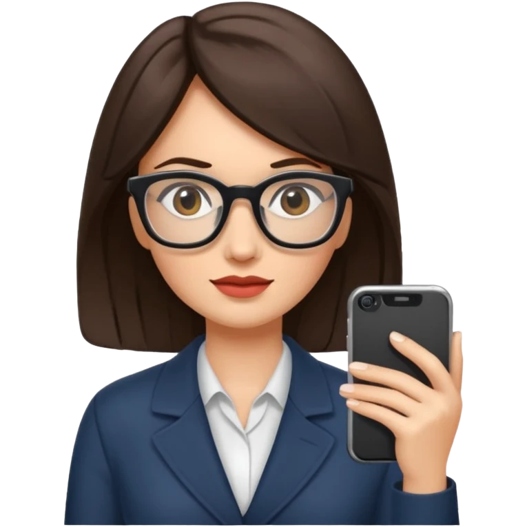 journalist brunette woman with glasses emoji