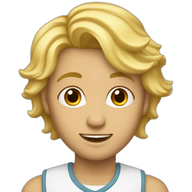 Jeune adulte de couleur blanche avec cheveux blonds en cosutume emoji