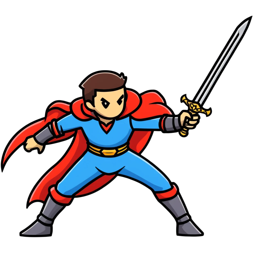 duelist with cape and sword ready to fight emoji