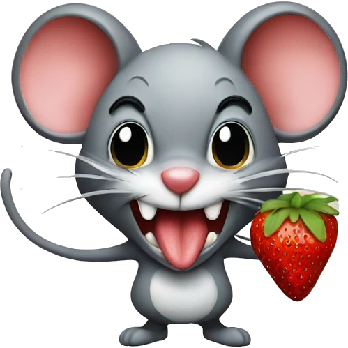 Mad mouse eat strawberry emoji