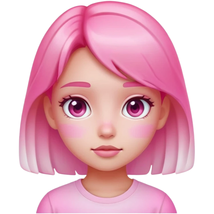 Cute girl character with pink gradient, glass effect, minimalist design emoji