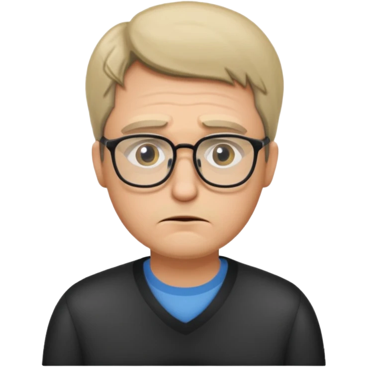 sad man with glasses on emoji
