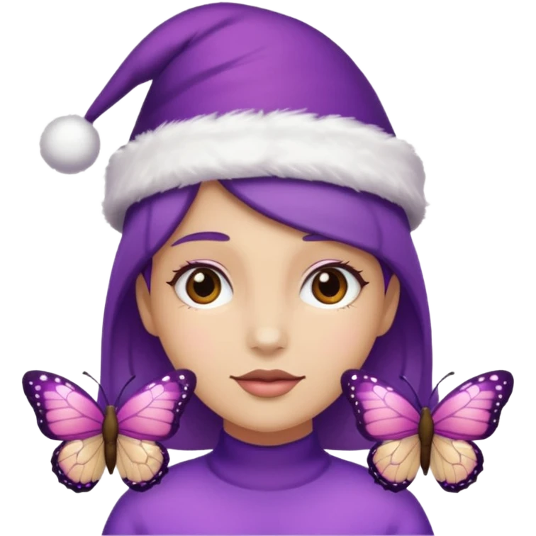 Purple butterfly,Christmas Hat emoji