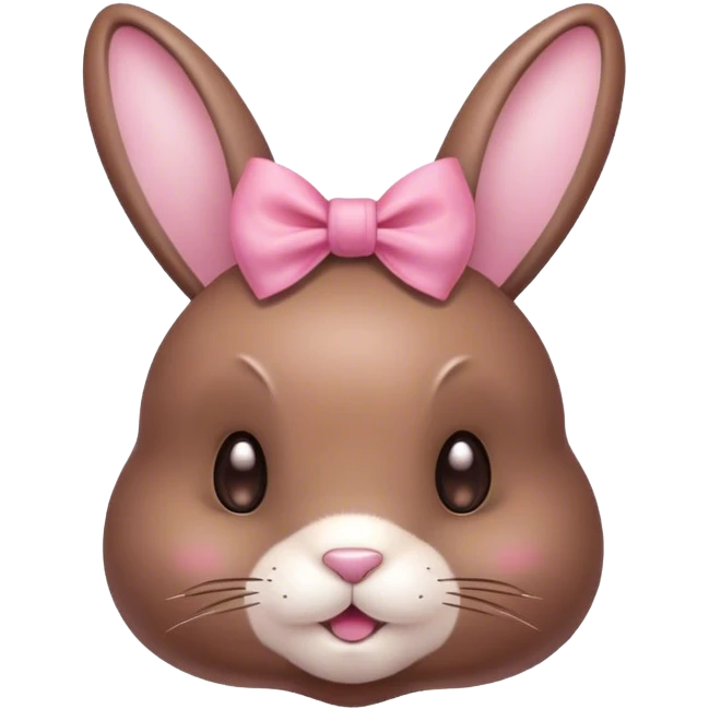 Kawaii brown Easter bunny with pink bow emoji