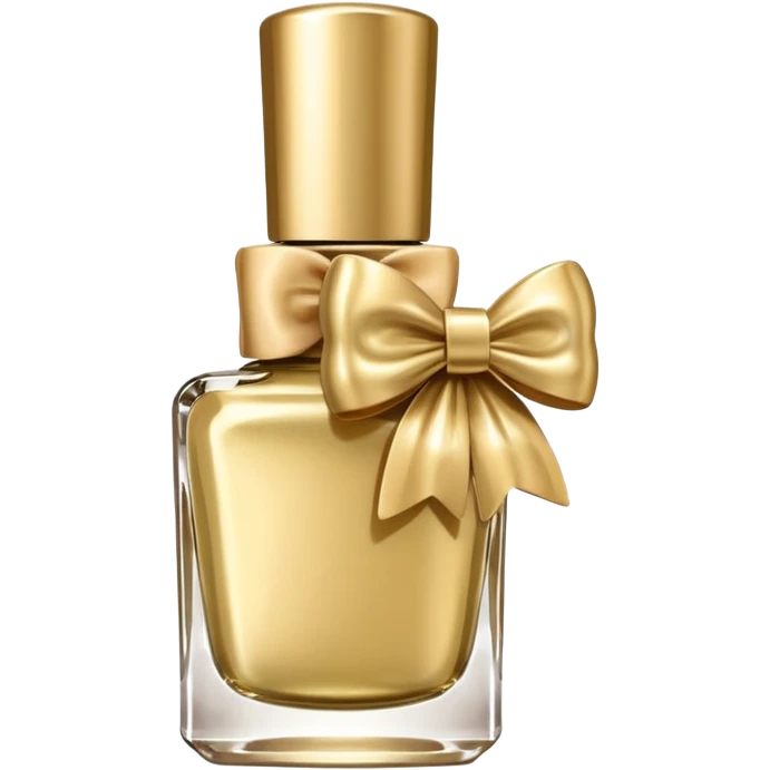 Gold nail polish bottle with bow emoji
