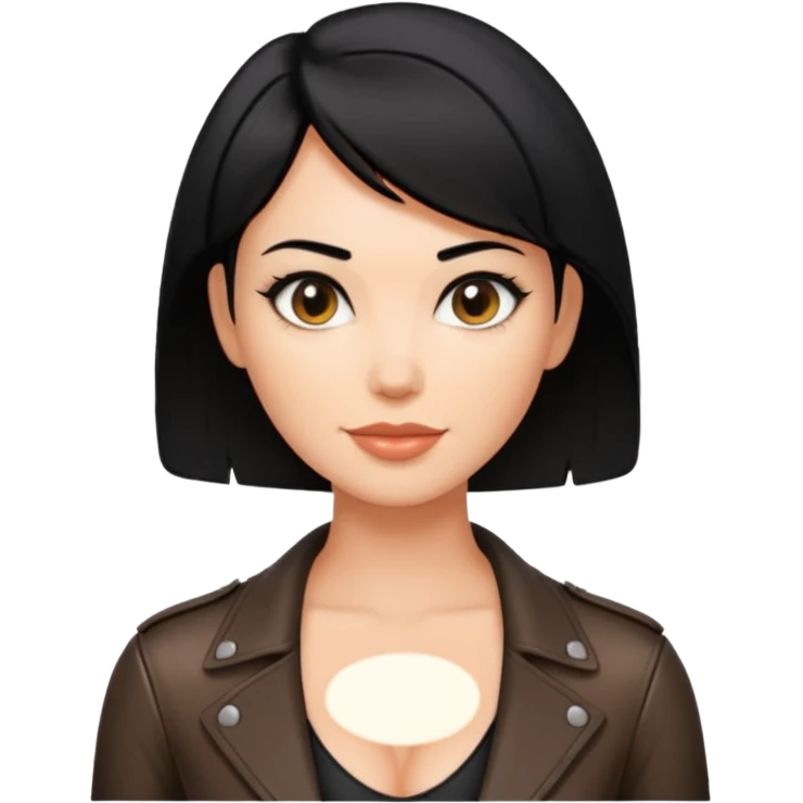 Woman in leather short hair cleavage dim emoji