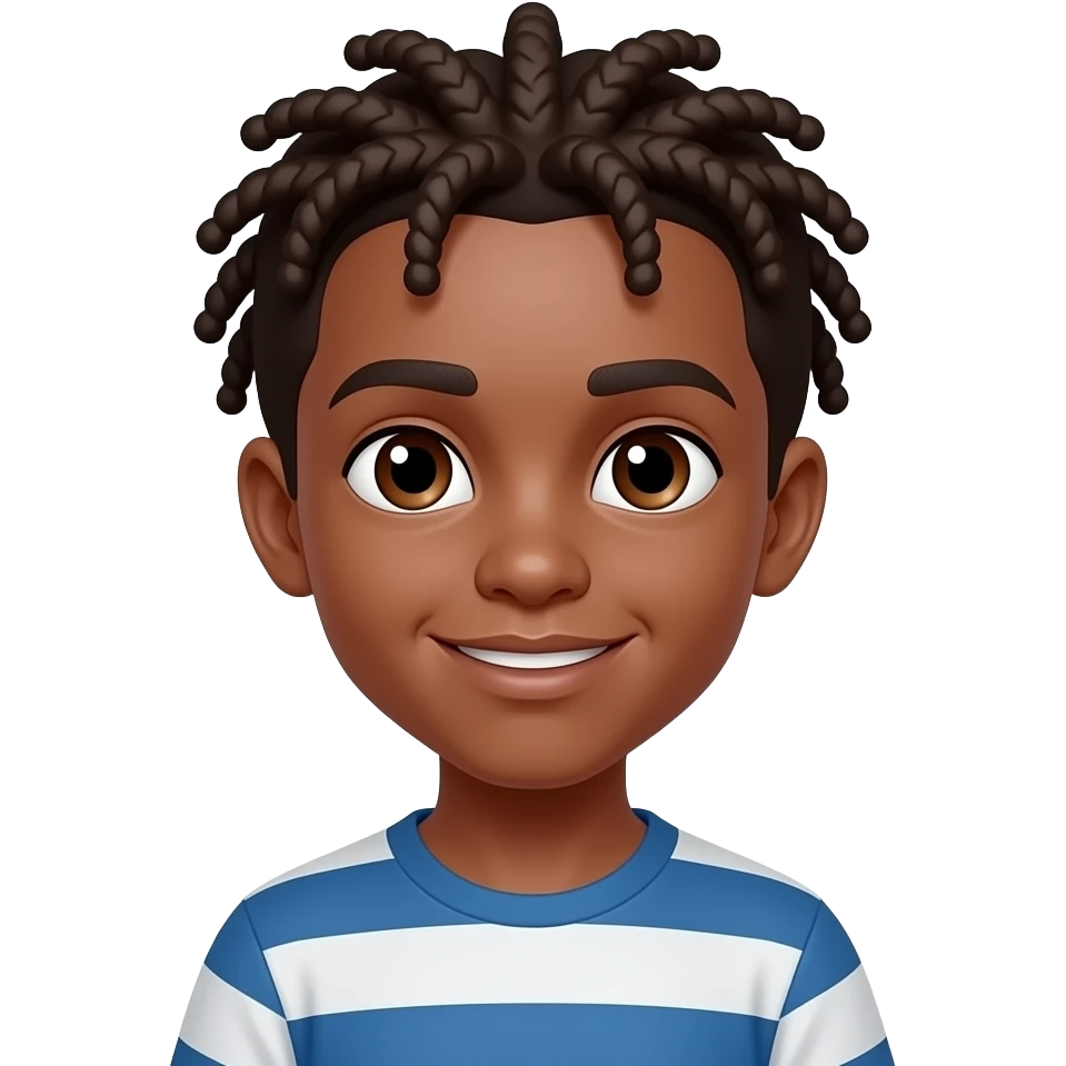 ten year old boy brown skinned, brown eyes and cornrows emoji